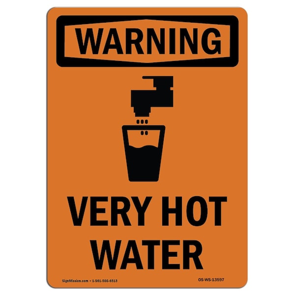 Signmission OSHA WARNING Sign, Very Hot Water, 10in X 7in Decal, 7" W, 10" H, Portrait, OS-WS-D-710-V-13597 OS-WS-D-710-V-13597 - main
